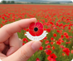 Lest We Forget Red White Poppy Flower Pin Badge