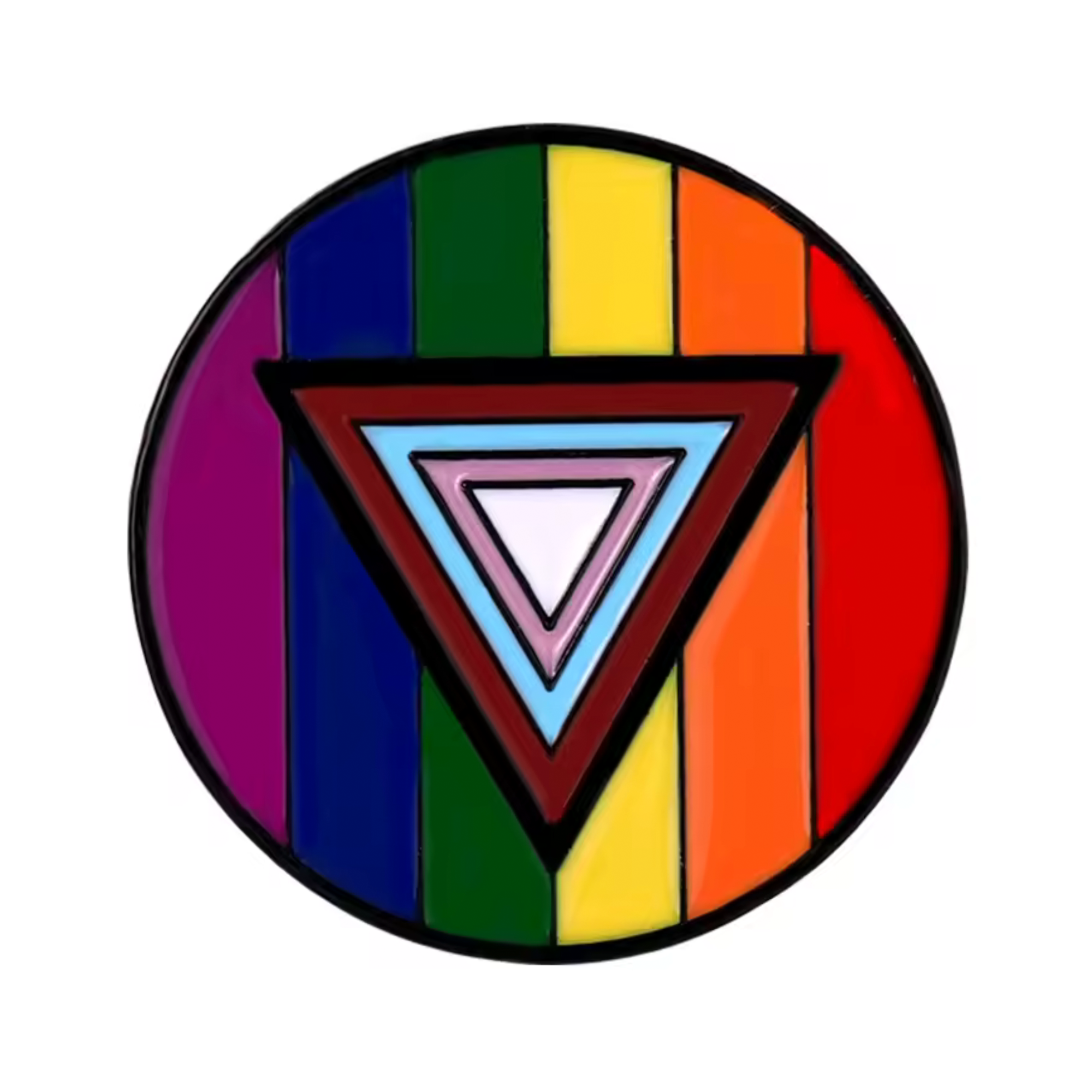 Rainbow Triangle In Circle Pride Pin Badge