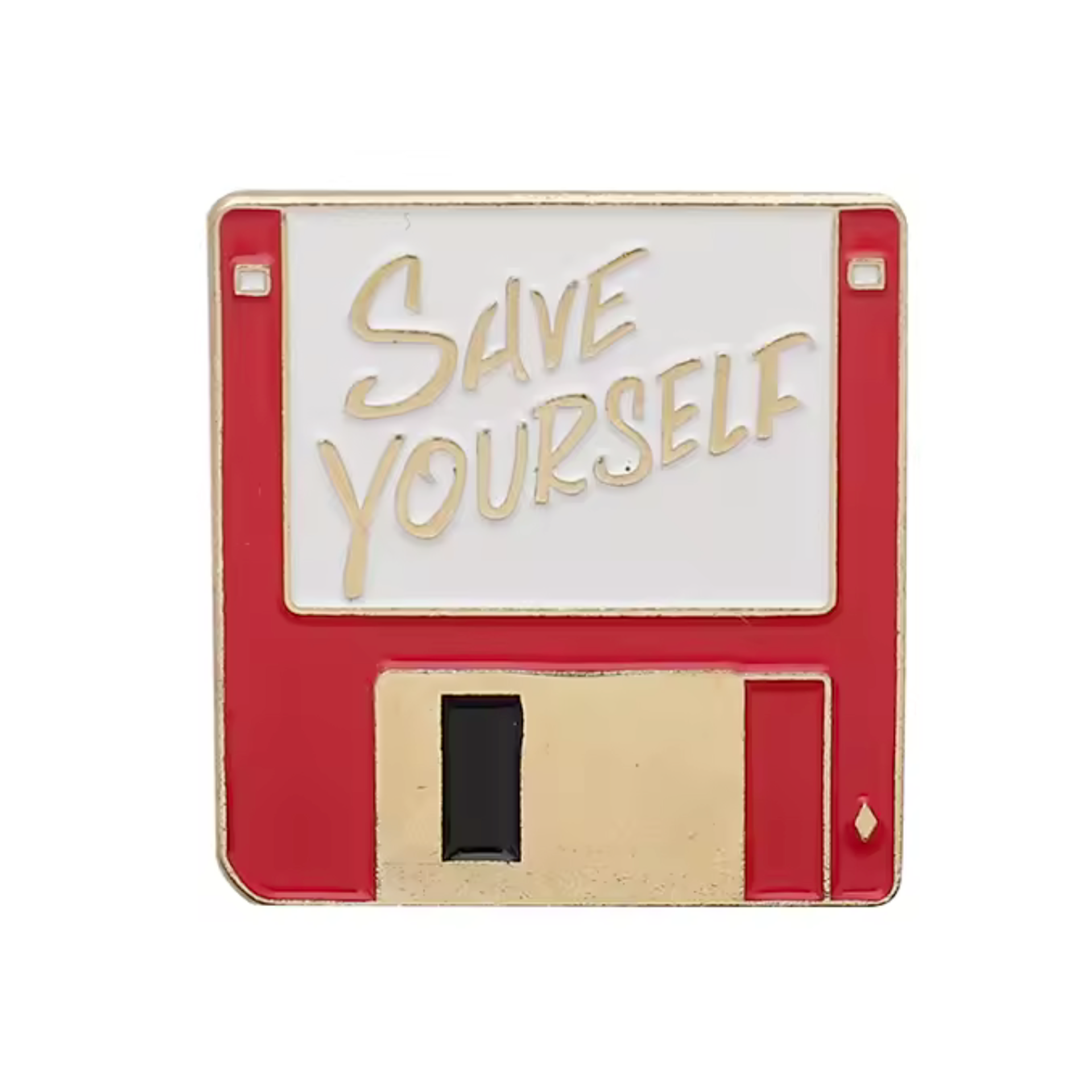 Save Yourself Floppy Disk Computer Pin Badge