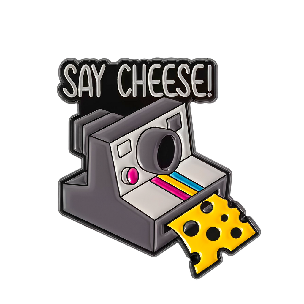 Say Cheese! Camera Vintage Funny Pin Badge