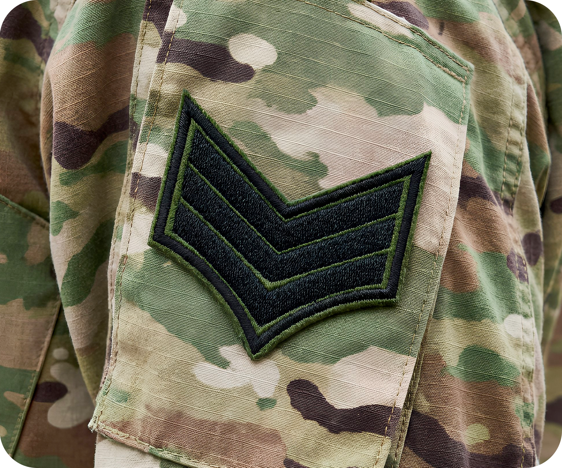 Sargent Army Stripes Green & Black Iron On Patch (7.5 x 6.5cm)