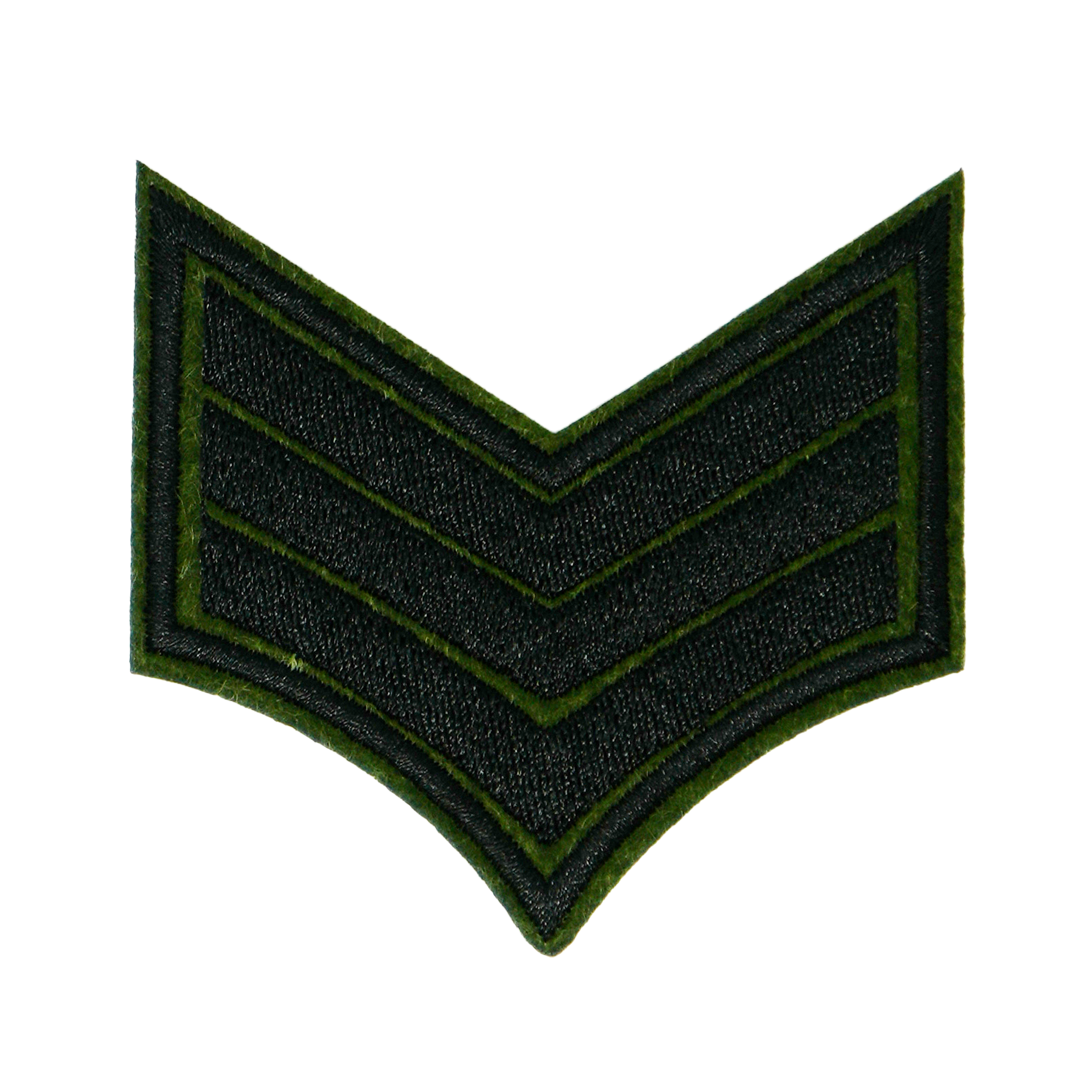 Sargent Army Stripes Green & Black Iron On Patch (7.5 x 6.5cm)