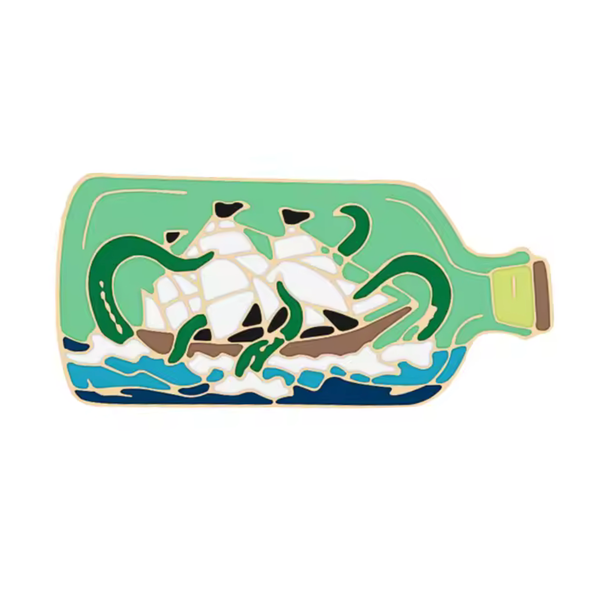 Ship In A Bottle Pin Badge