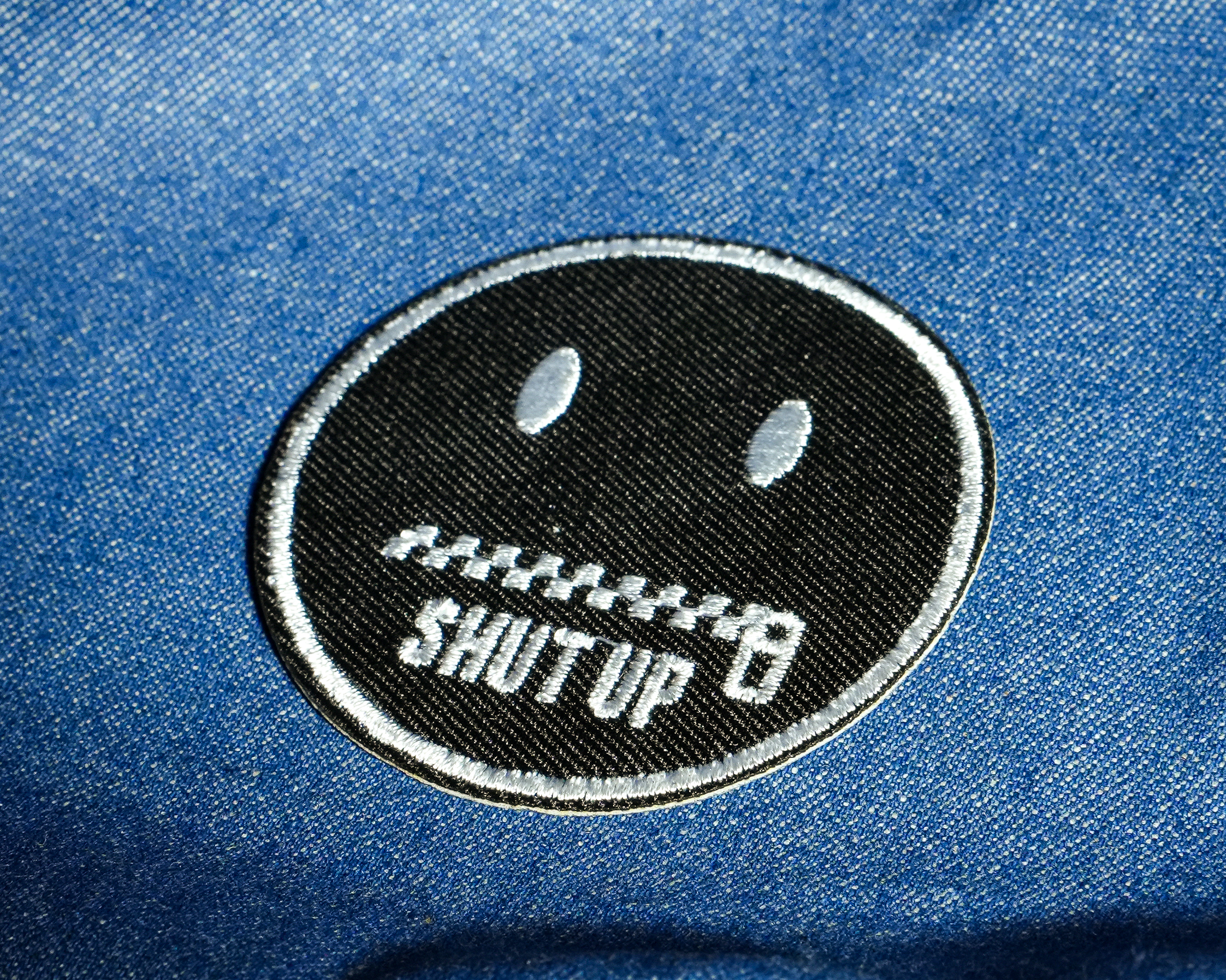 Shut Up Face Zip Embroidery Patch (6 x 6cm)