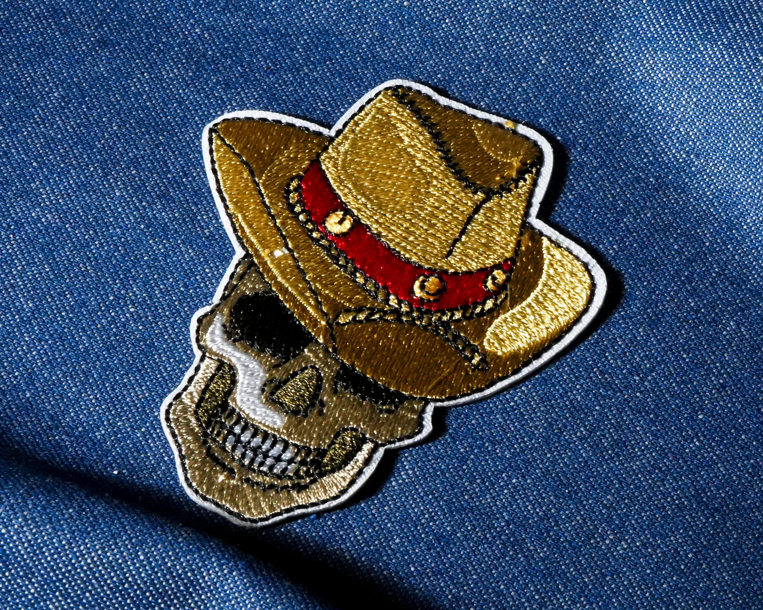 Skull Dead Cowboy Patch Iron On (6.5 x 8cm)