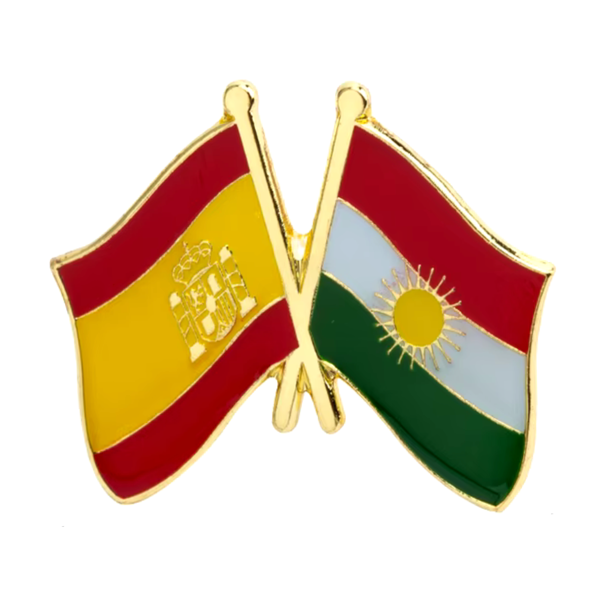 Spain & Kurdistan Friendship Pin Badge Main image