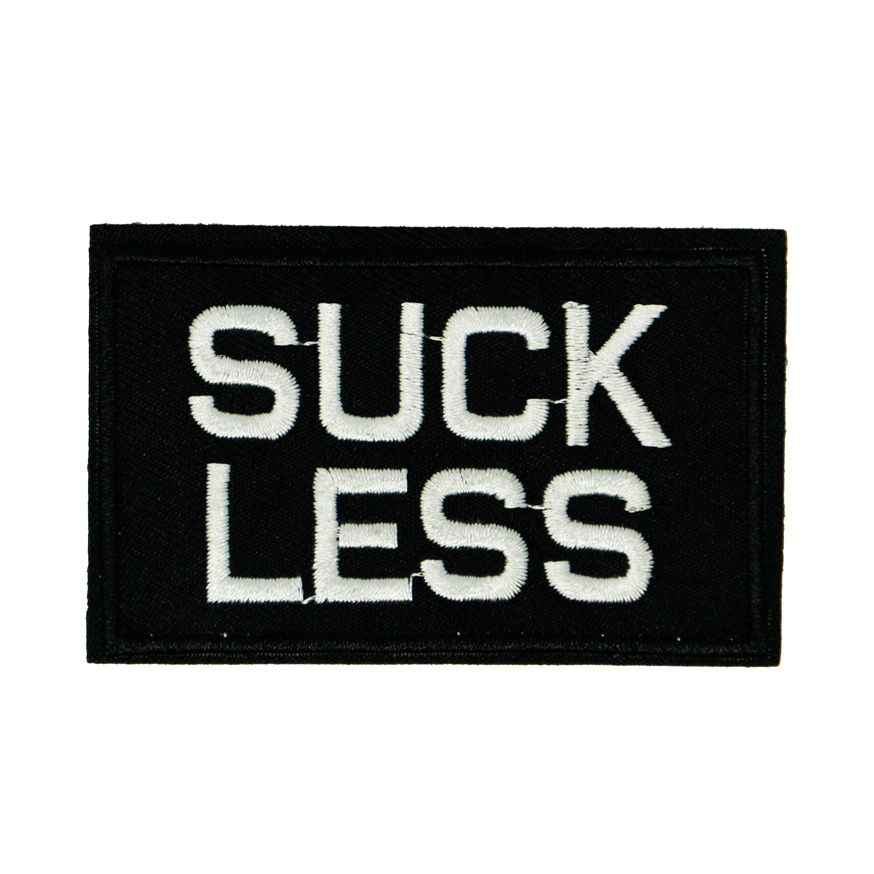 Suck Less Black Iron On Patch (7.8 x 5cm)
