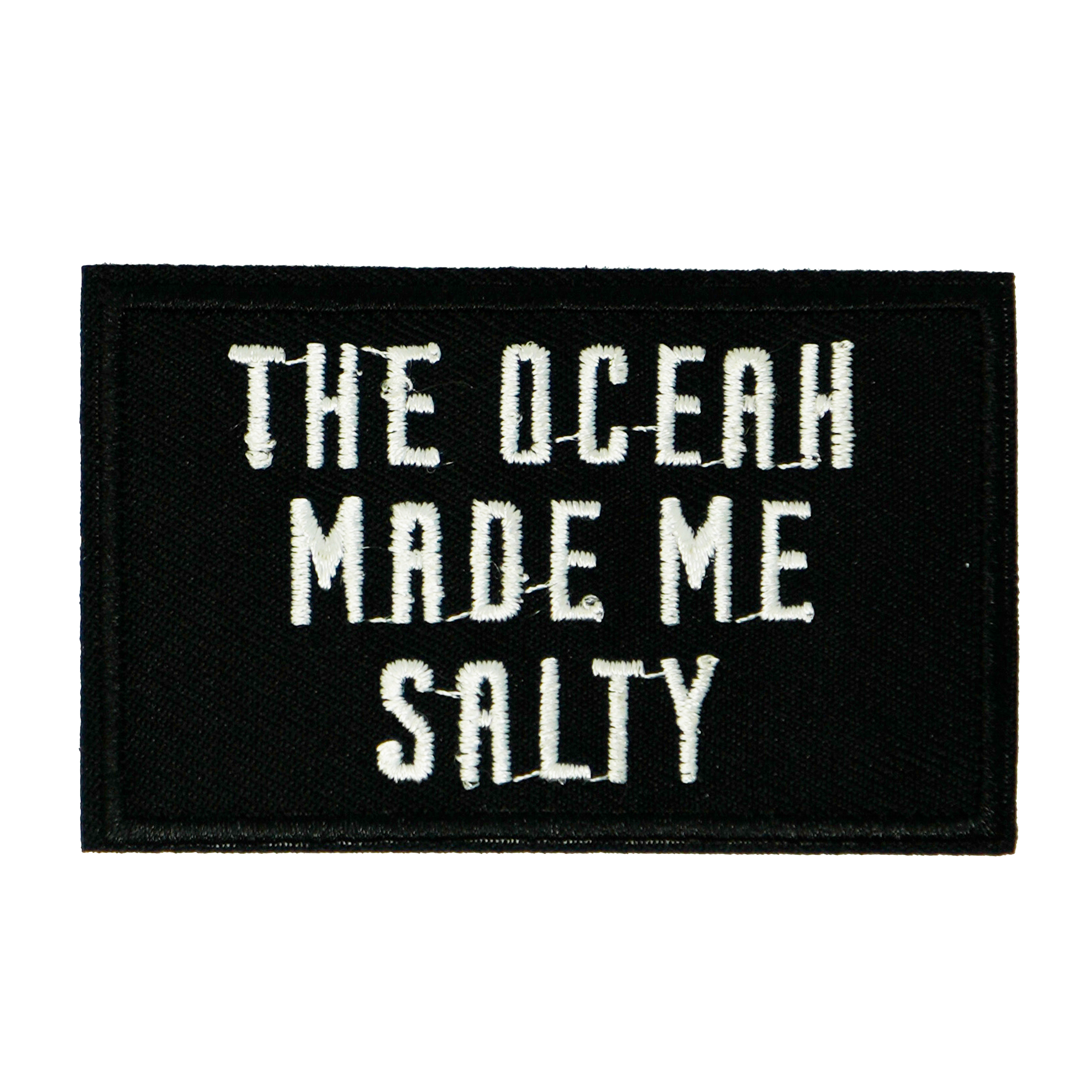 The Ocean Made Me Salty Black Iron On Patch (7.8 x 5cm)
