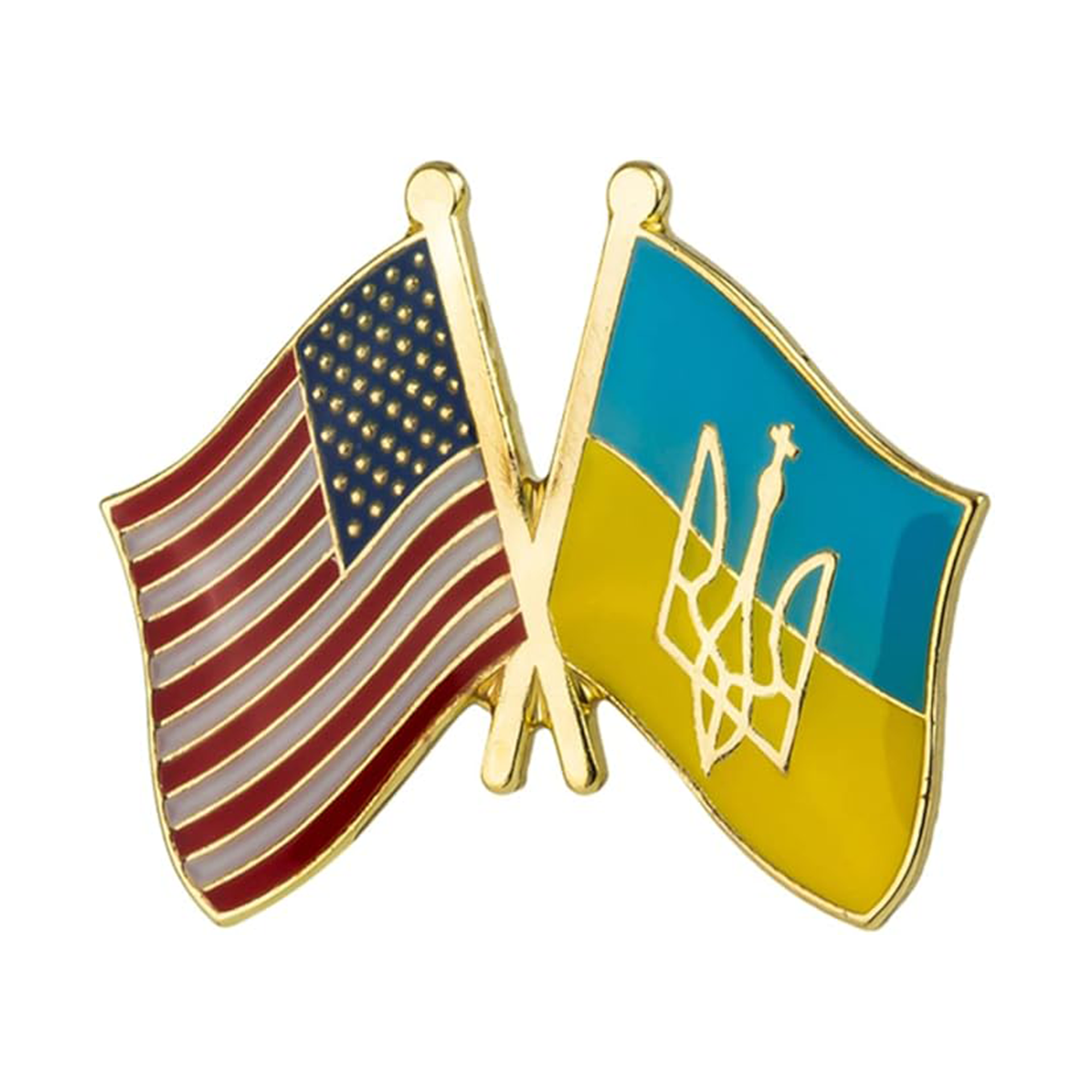United States of America (USA) & Ukraine Trident Friendship Pin Badge Main image