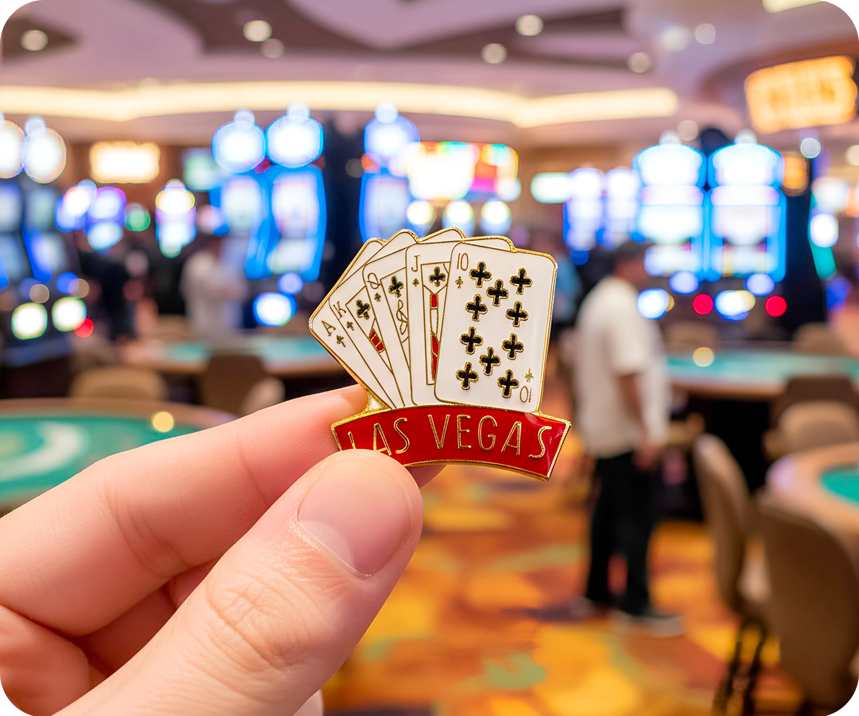Las Vegas Royal Flush Pin Badge