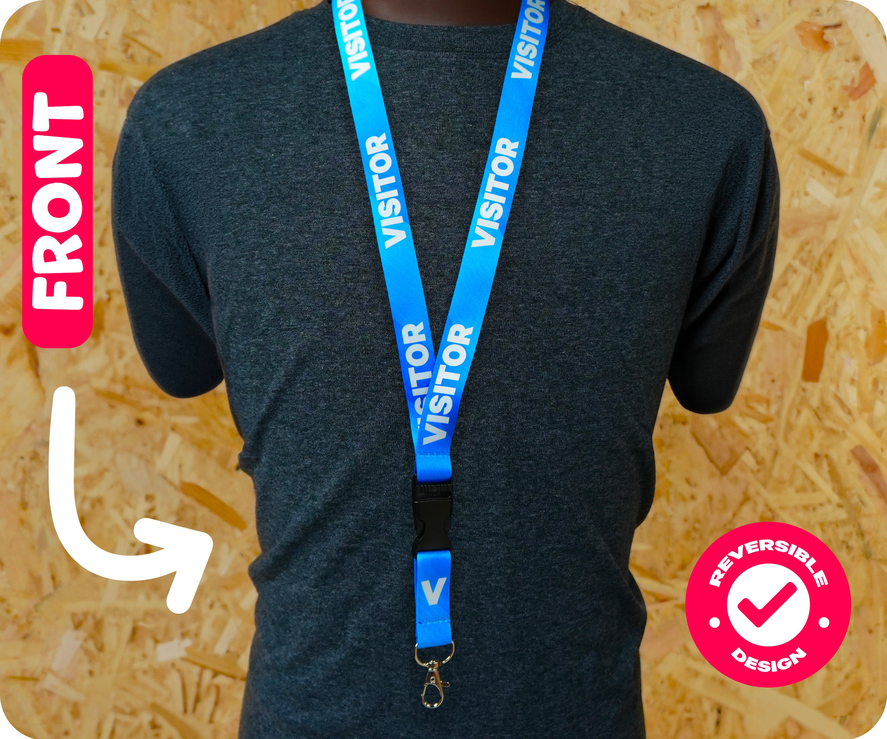 Visitor Lanyard Blue Business Site Pass Lanyard Secondary image