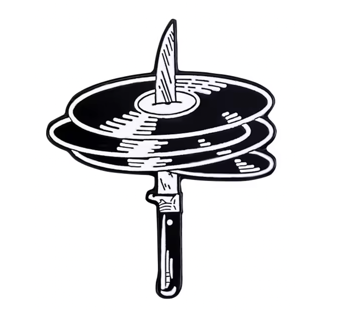 Vinyl Records Knife Pin Badge