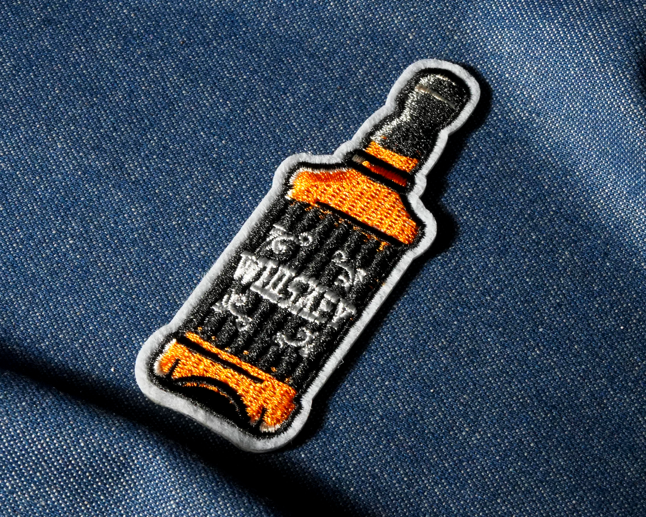 Whisky Bottle Patch Iron On (8 x 3cm)