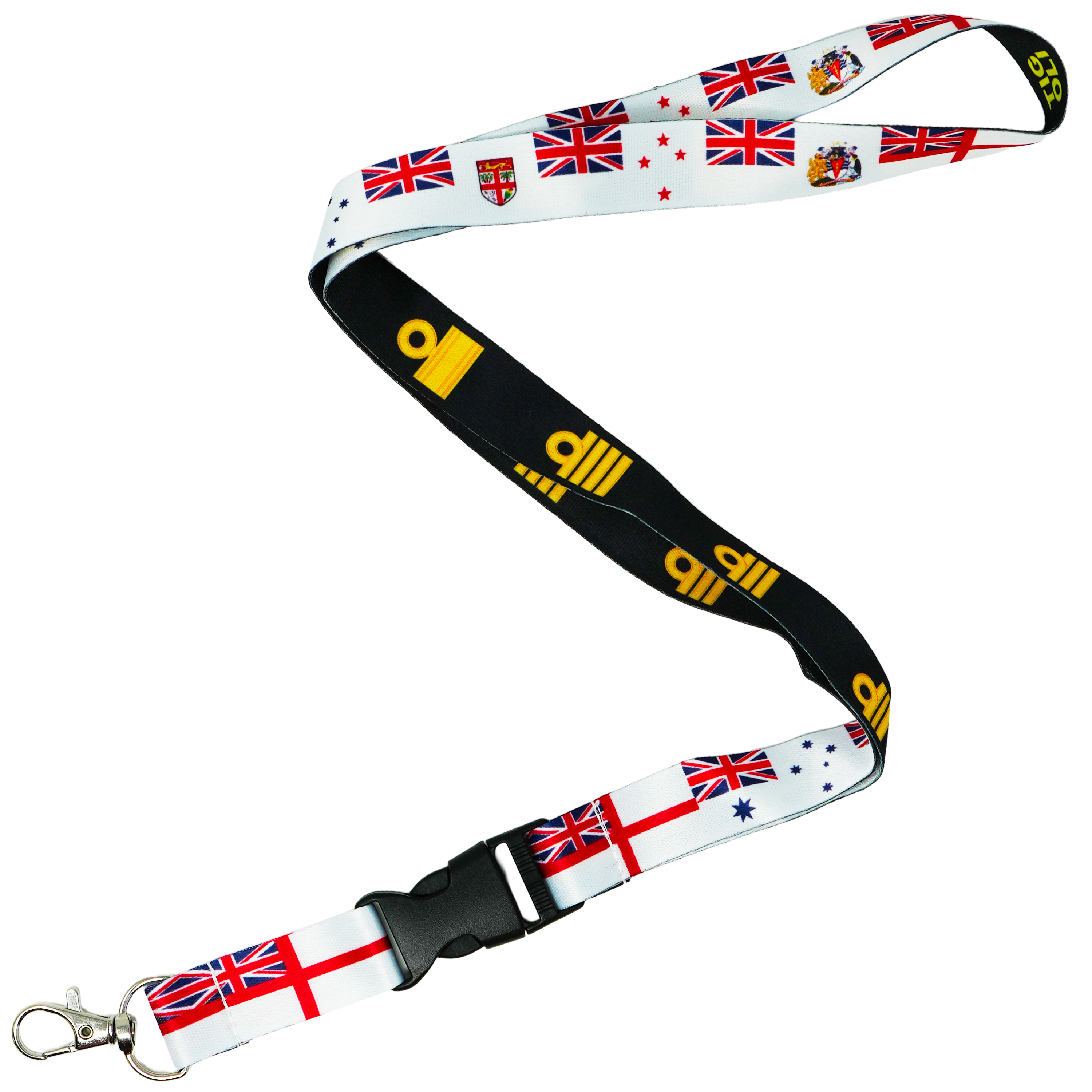 Royal Navy White Ensign Lanyard With Naval Ranks