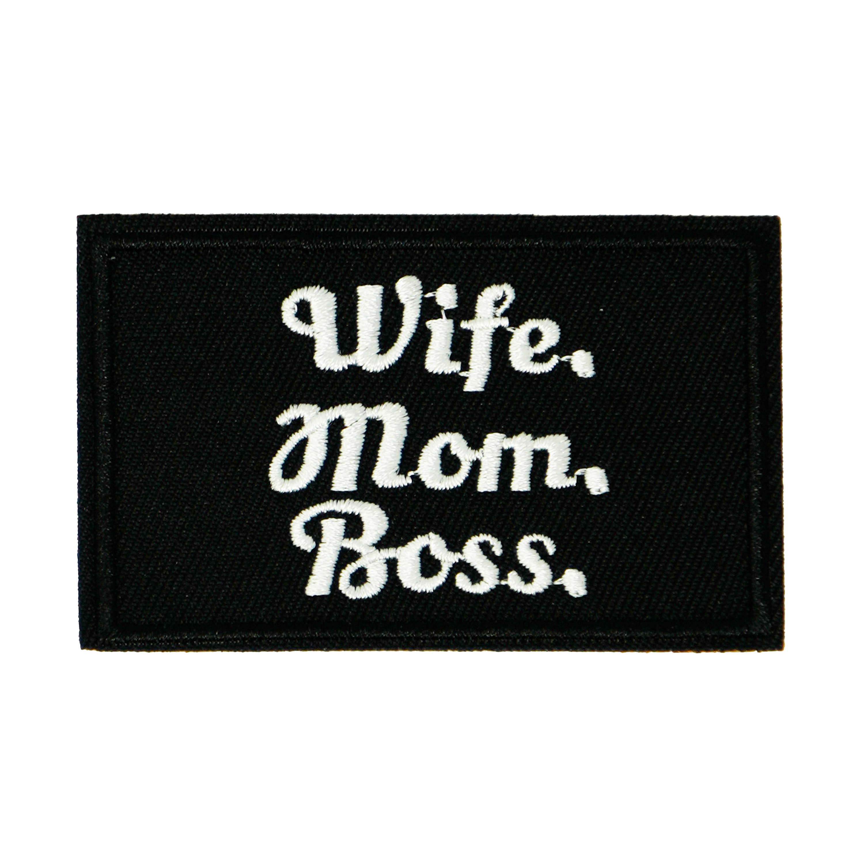 Wife, Mom, Boss Black Iron On Patch (7.8 x 5cm)