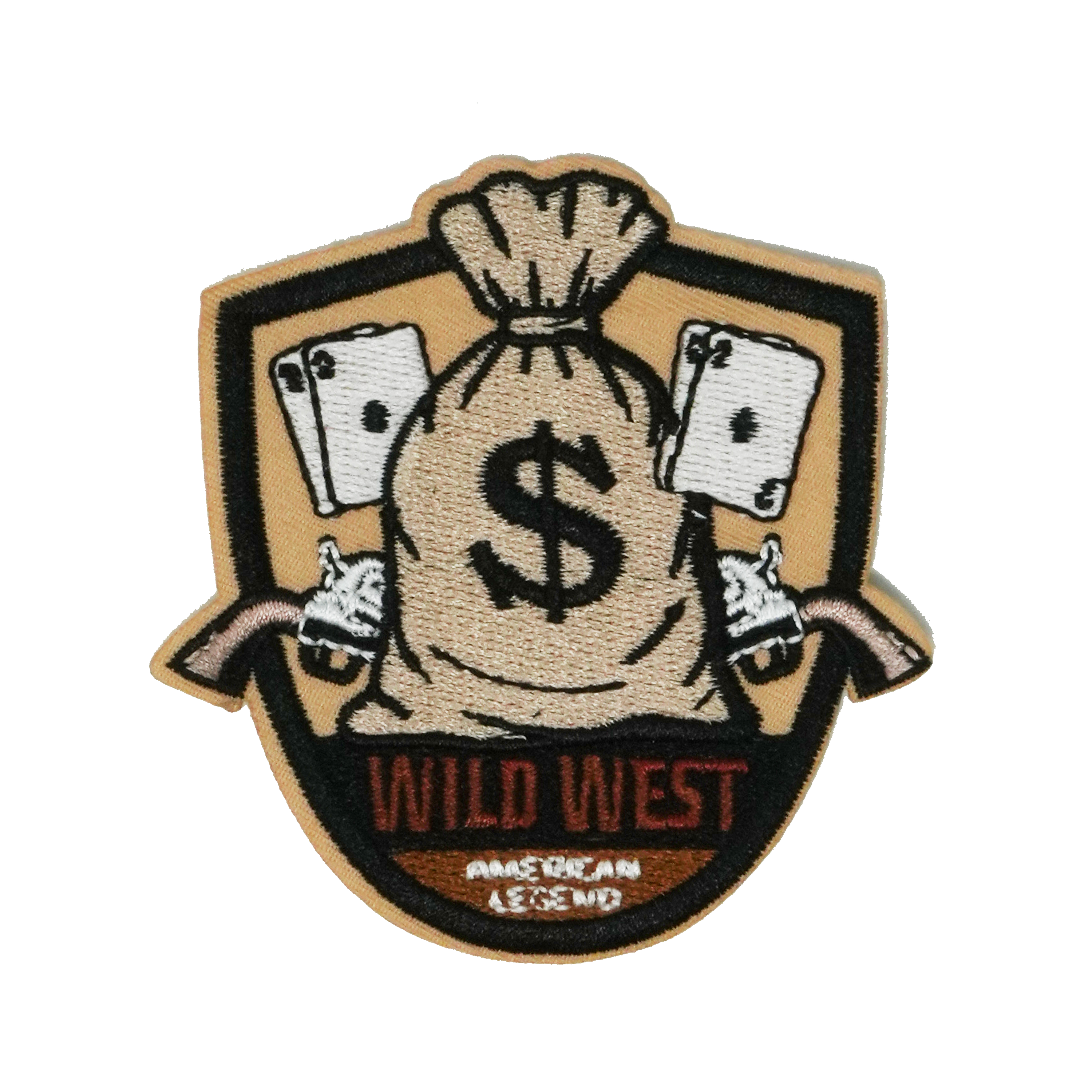 Wild West Money Pistol Poker Patch Iron On (7.5 x 8cm)