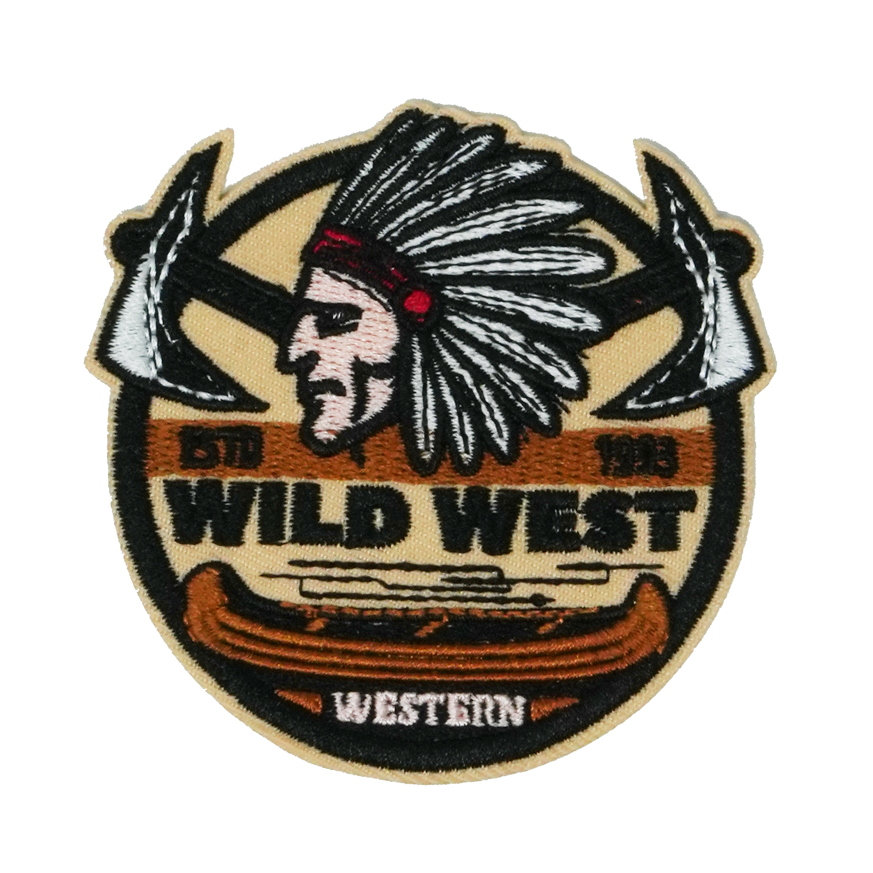 Wild West Indian Hatchet Patch Iron On (7x 7cm)