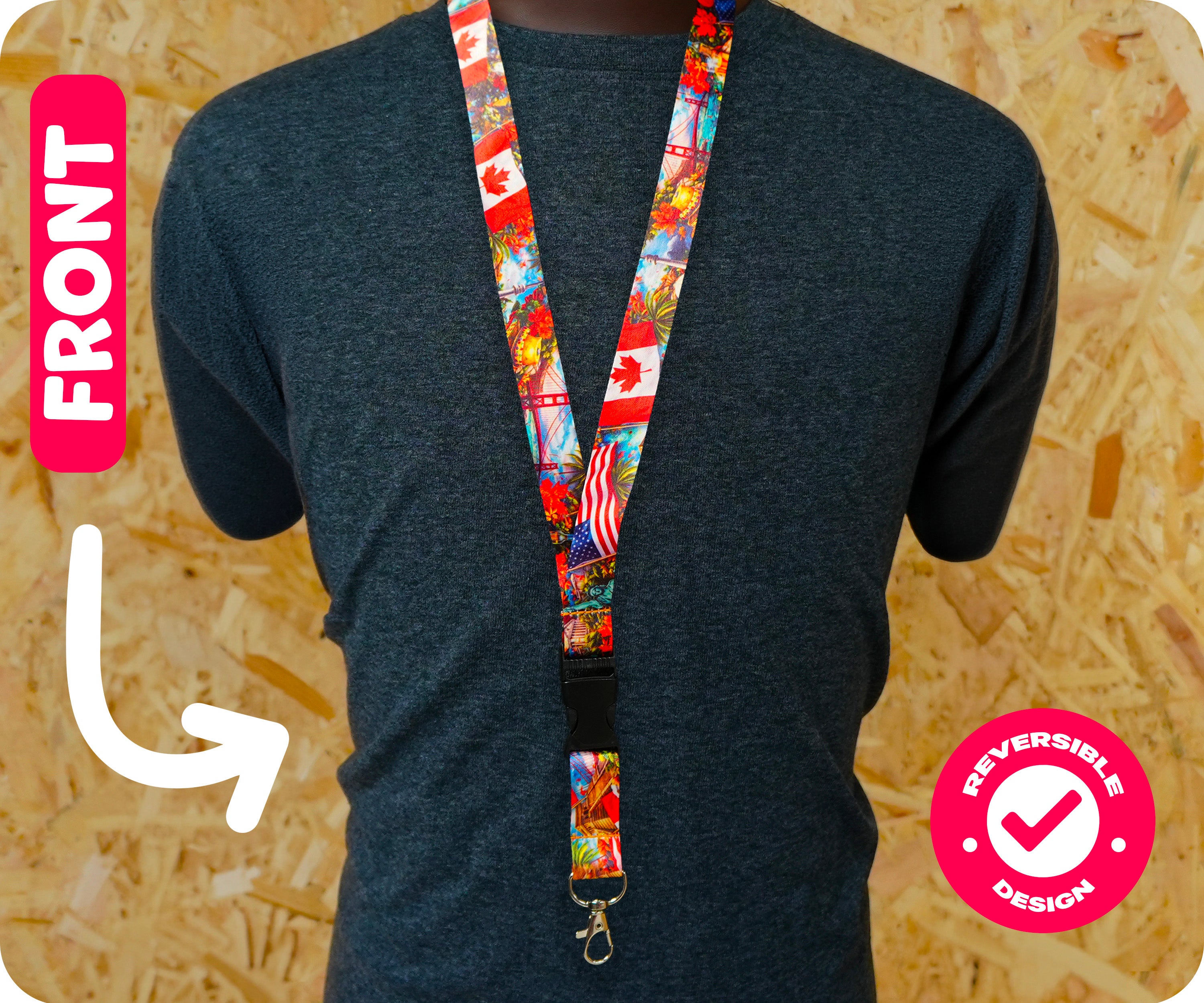 North America Culture Flag USA Canada Patriotic Lanyard Secondary image