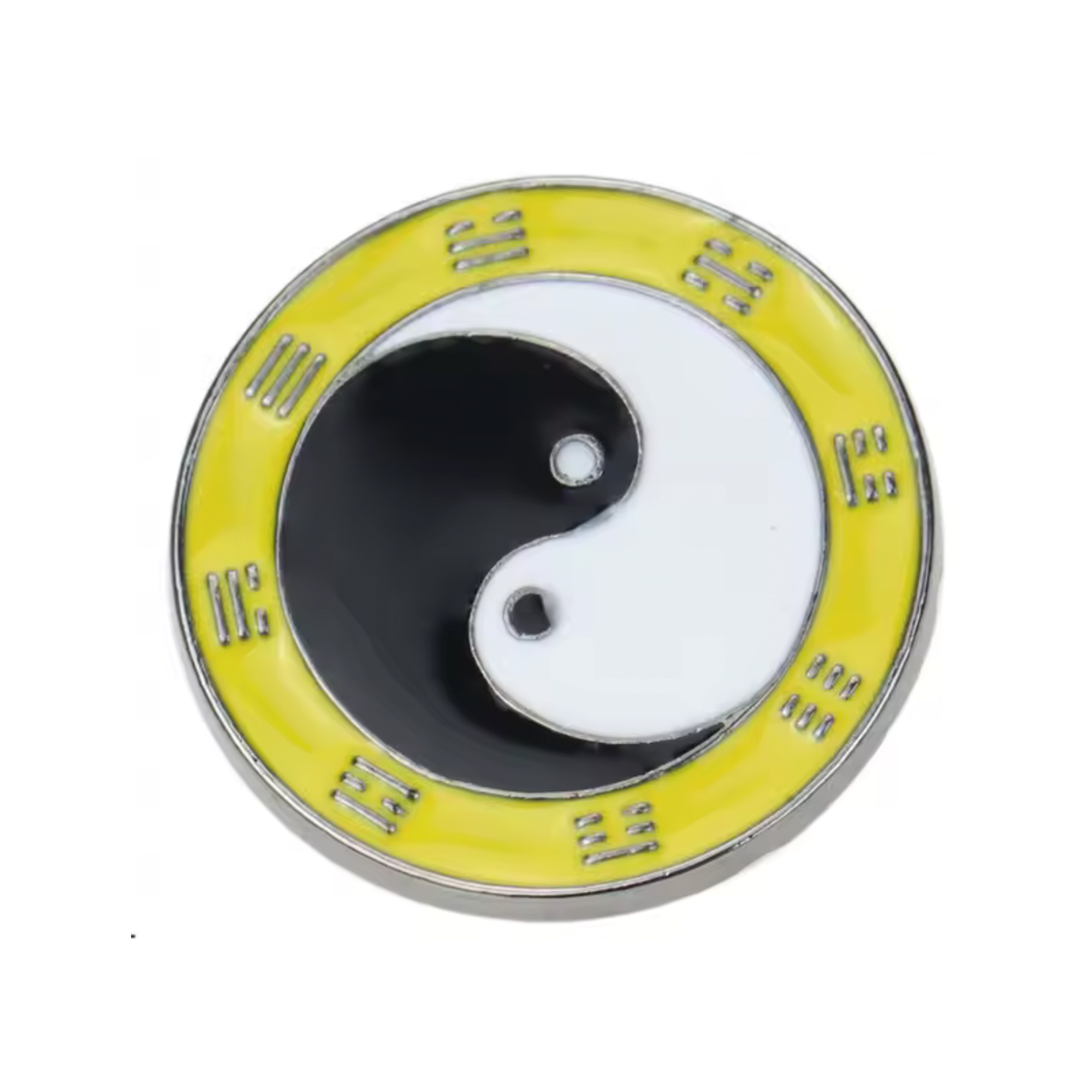 Yin & Yan Yellow Round Pin Badge