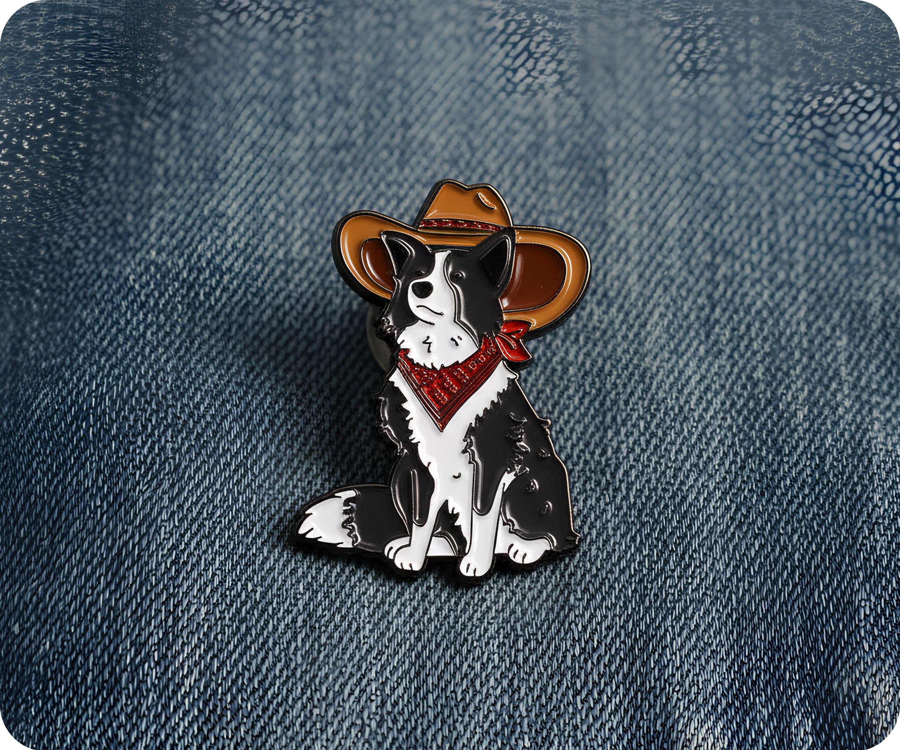 Border Collie Sheep Cow Boy Texas Dog Puppy Pin Badge Secondary image