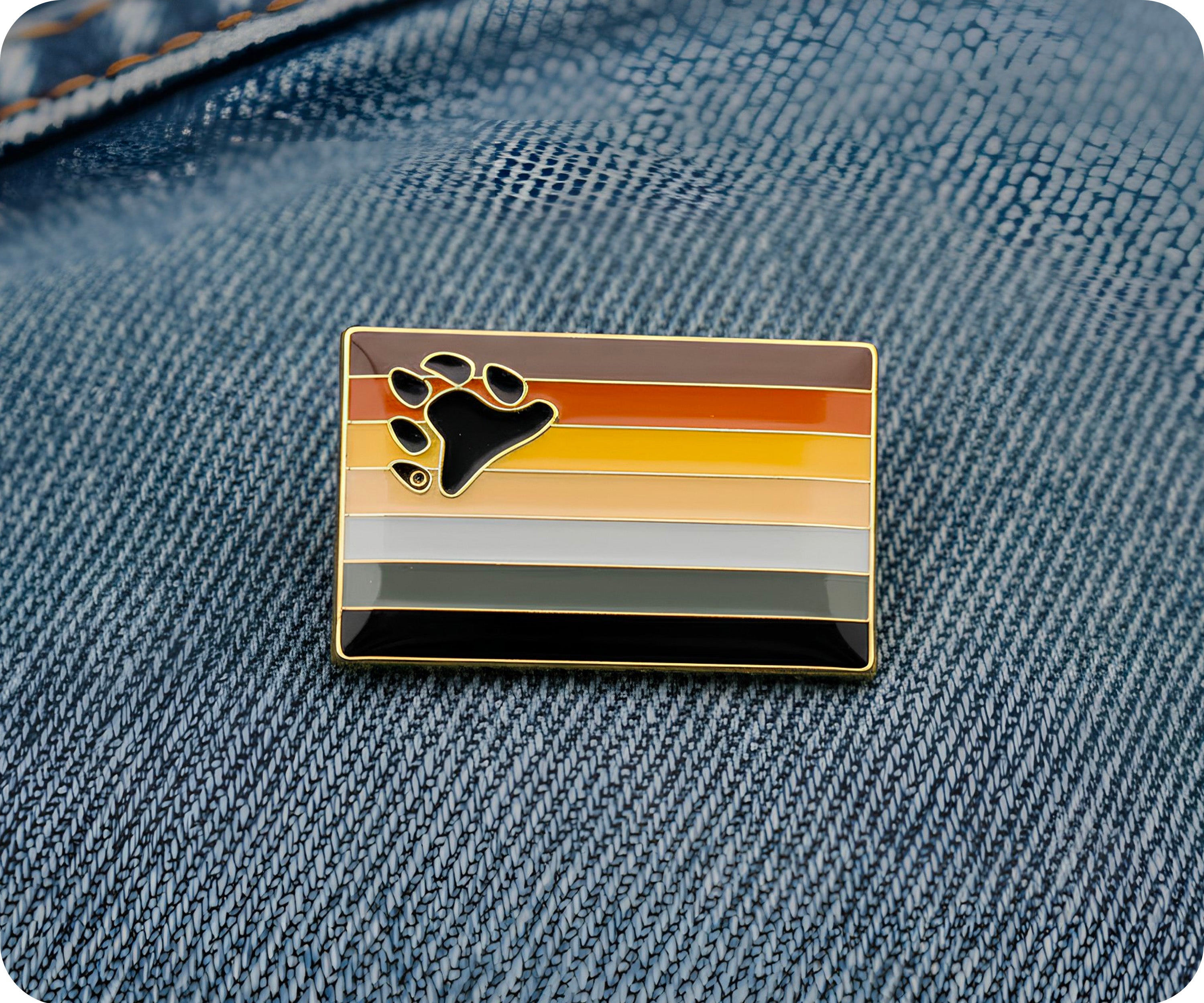 Bear Pride Rectangle Pin Badge