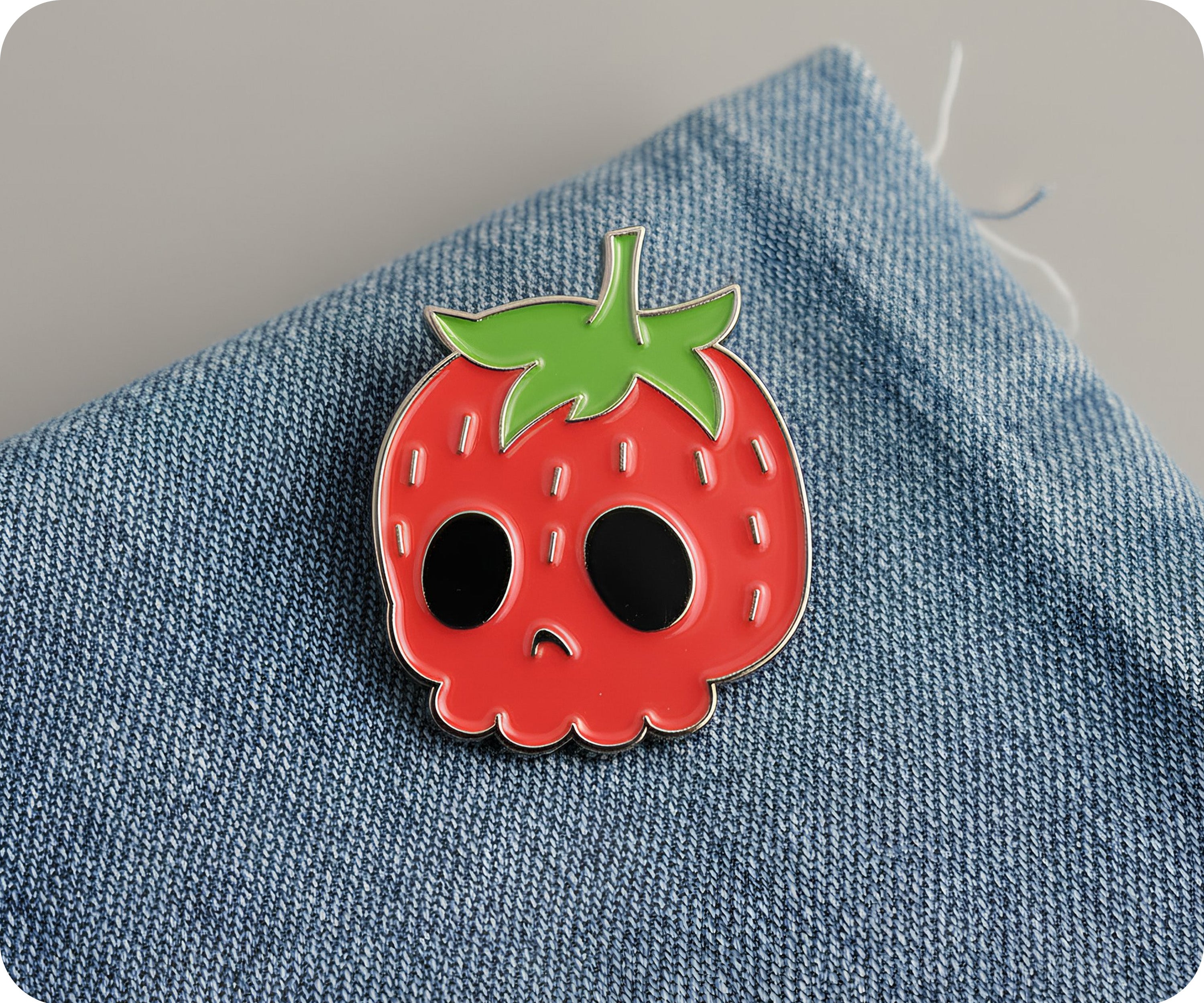 Strawberry Skull Fruit Pin Badge Secondary image