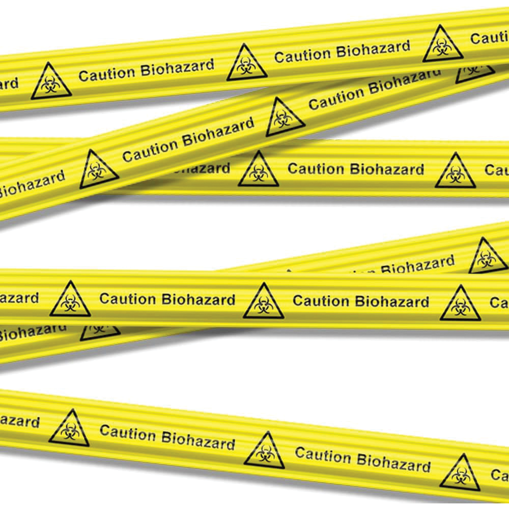 Yellow biohazard barrier tape with black triangular warning signs over a textured background. © Tigoli® 2026 All Rights Reserved Panda Loco Ltd  Main image
