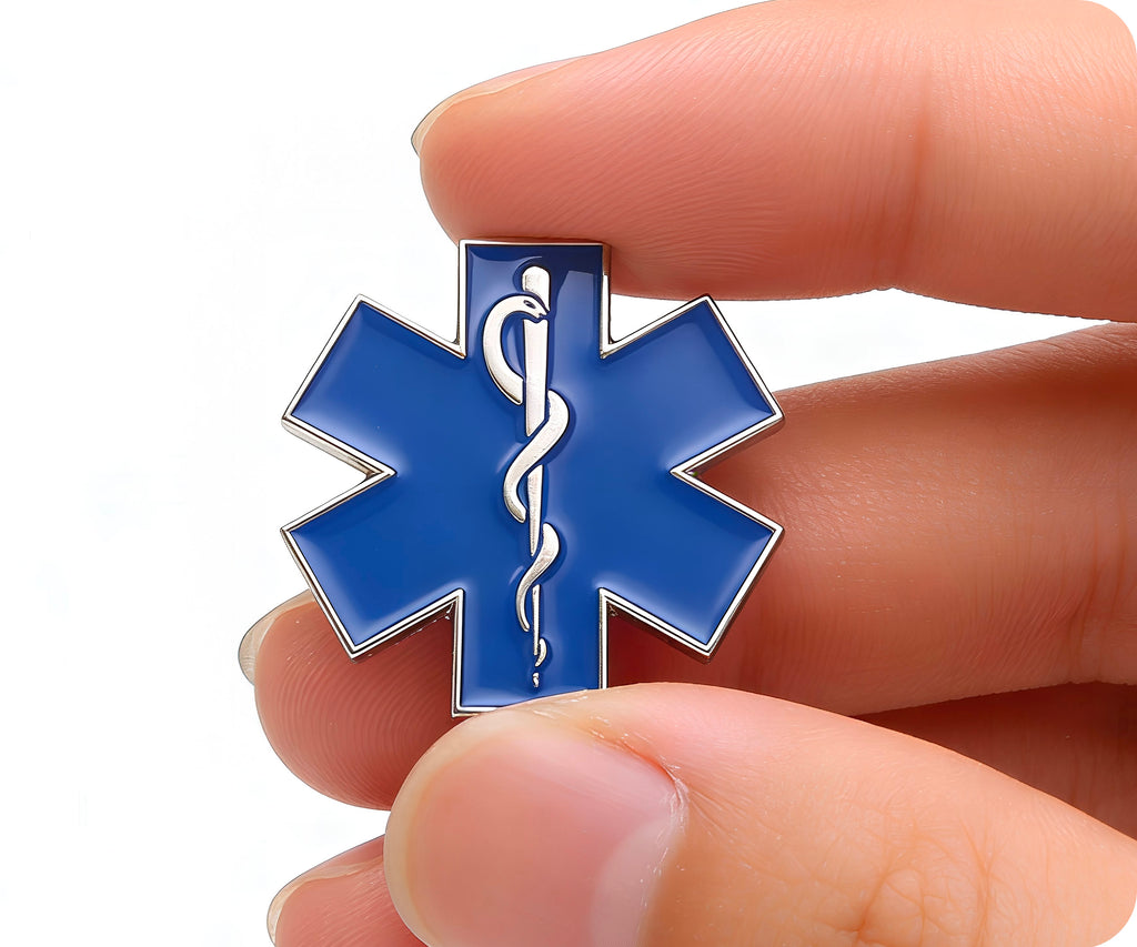 Blue Medical Ambulance Star Pin Badge