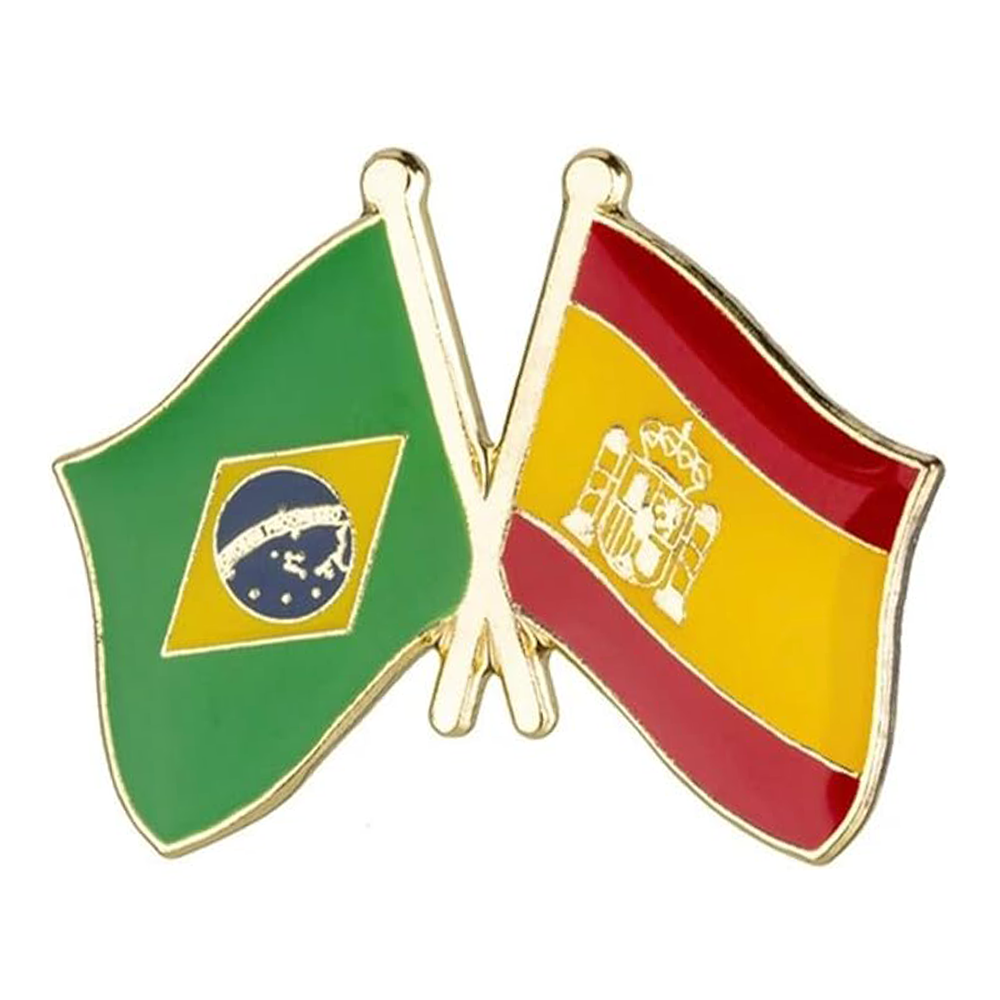 Brazil & Spain Friendship Pin Badge Main image