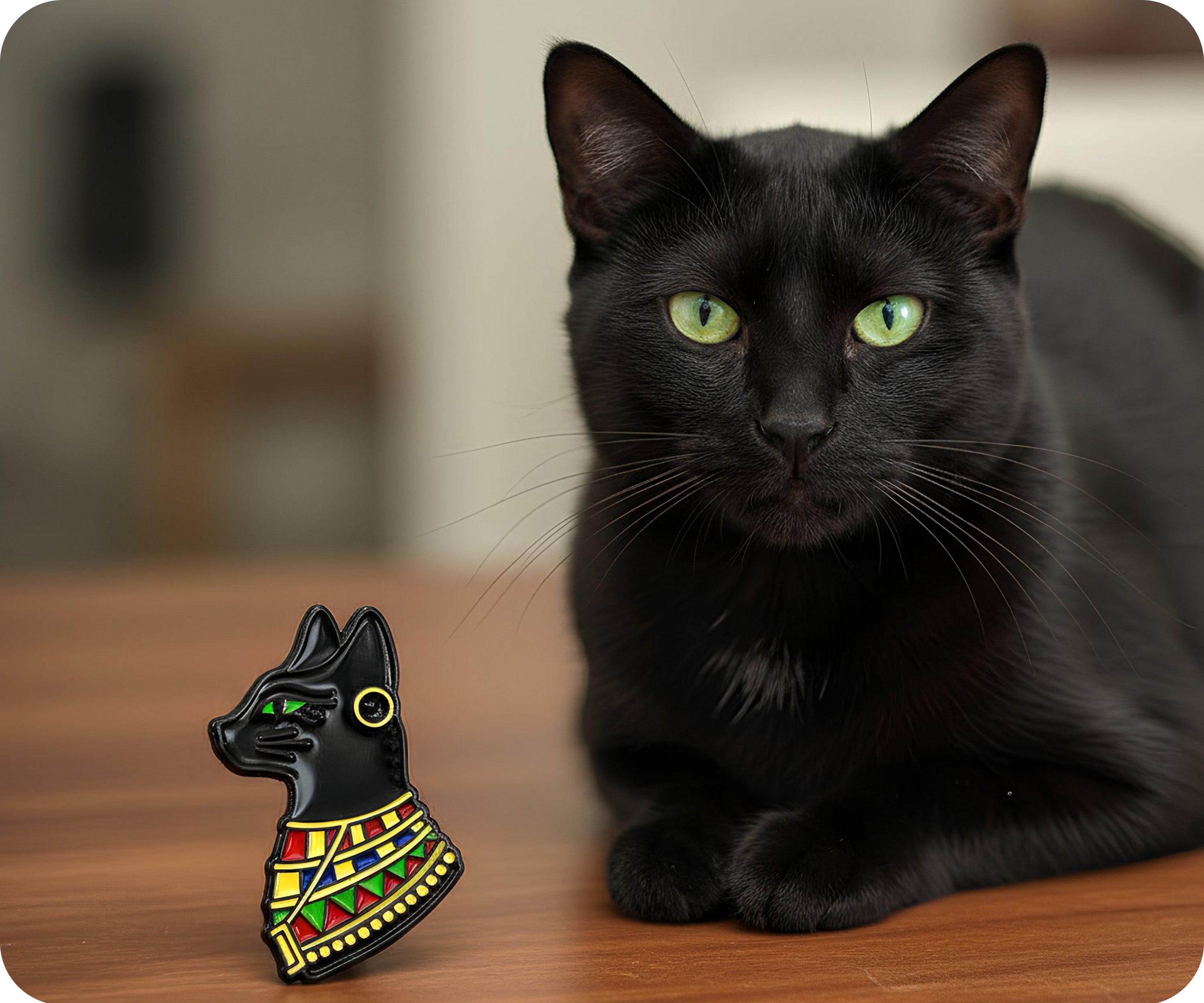 Egyptian Cat Head Pin Badge Secondary image