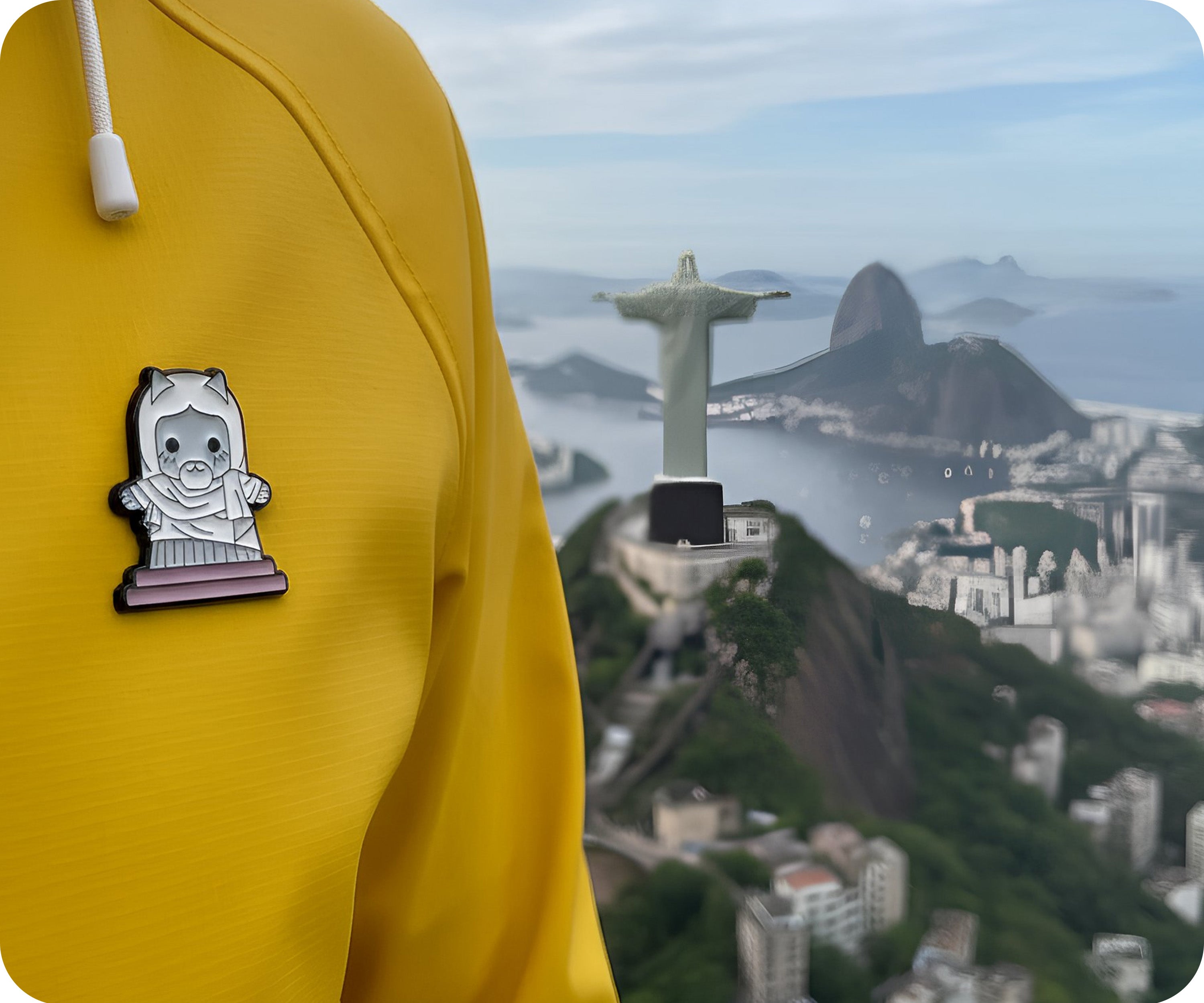Christ the Redeemer Brazilian Cat Kitten Pin Badge Secondary image