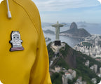 Christ the Redeemer Brazilian Cat Kitten Pin Badge