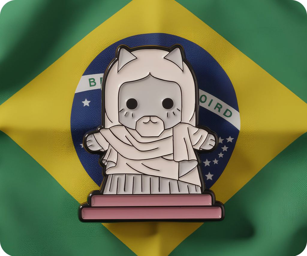 Christ the Redeemer Brazilian Cat Kitten Pin Badge