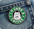 I Love Cats & Coffee Pin Badge