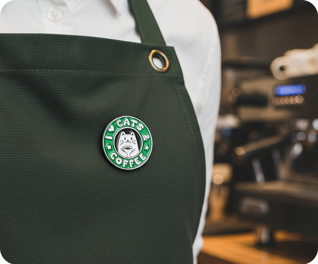 I Love Cats & Coffee Pin Badge