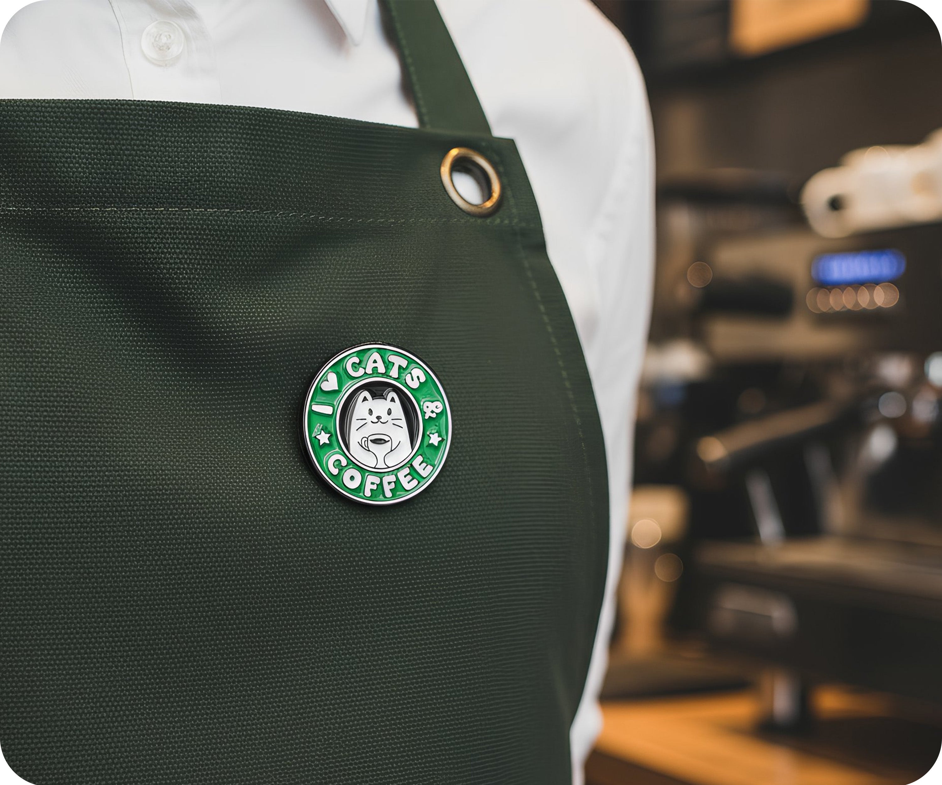 I Love Cats & Coffee Pin Badge