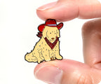 Labrador Cow Boy Texas Dog Puppy Pin Badge