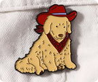 Labrador Cow Boy Texas Dog Puppy Pin Badge