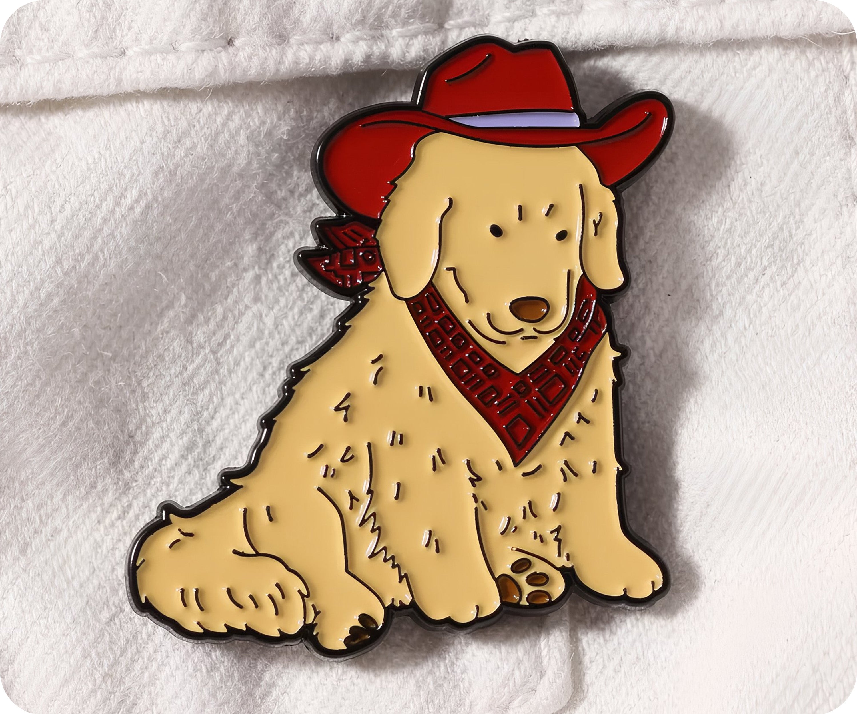 Labrador Cow Boy Texas Dog Puppy Pin Badge