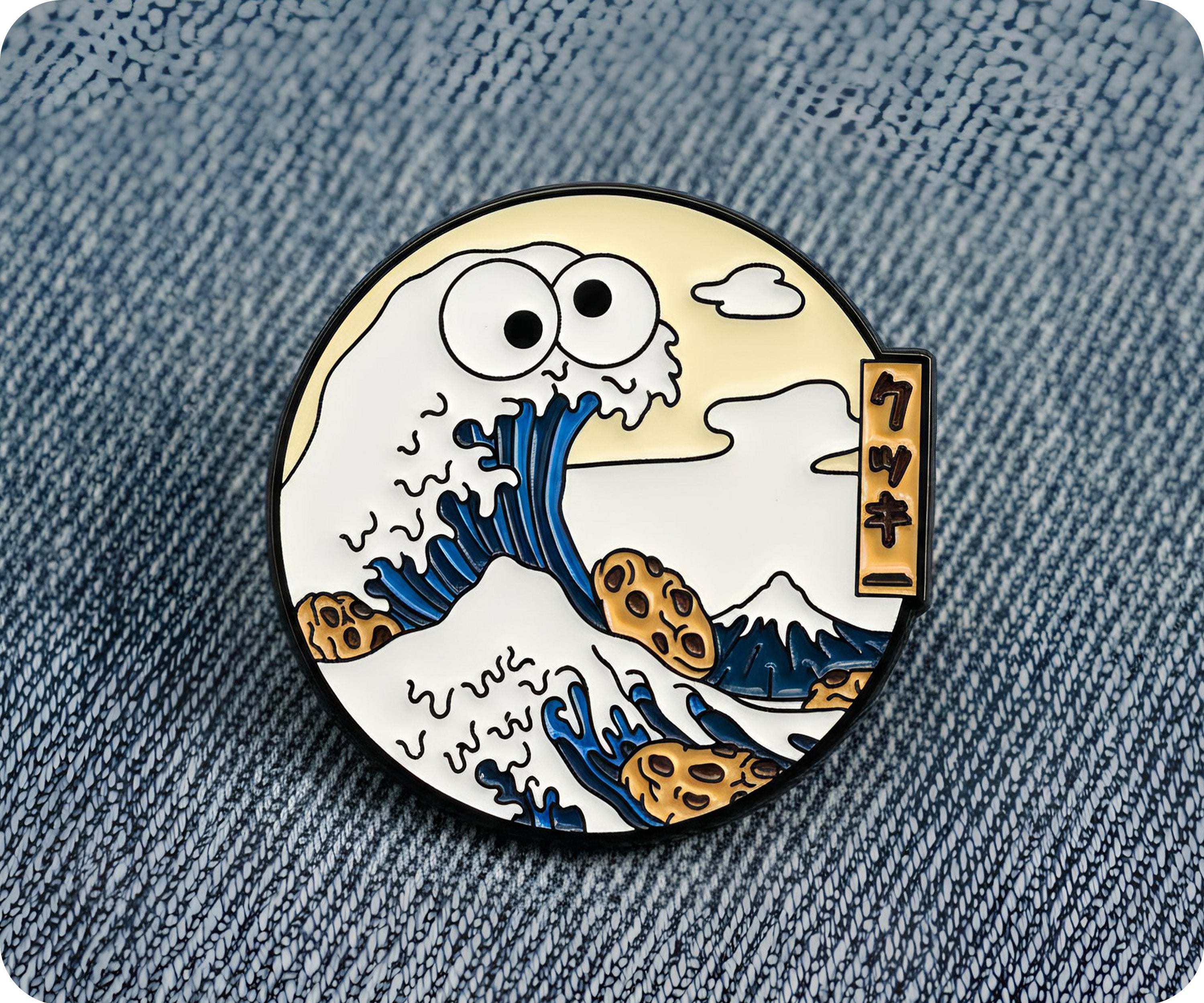 Cookie The Great Wave off Kanagawa Pin Badge