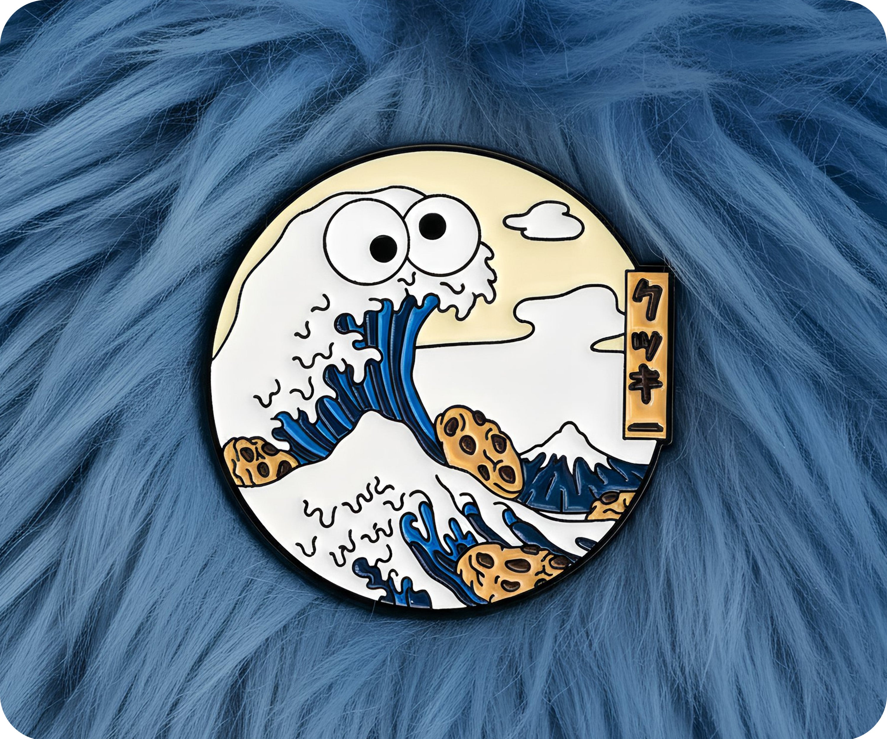 Cookie The Great Wave off Kanagawa Pin Badge Secondary image
