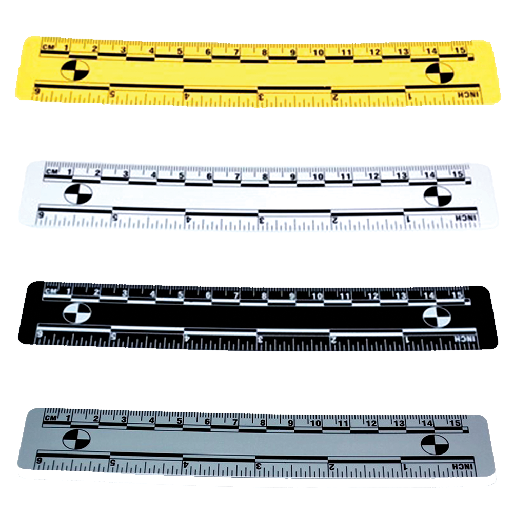Three CSI-themed rulers in yellow, white, and black colors with measurement markings. © Tigoli® 2026 All Rights Reserved Panda Loco Ltd  Main image
