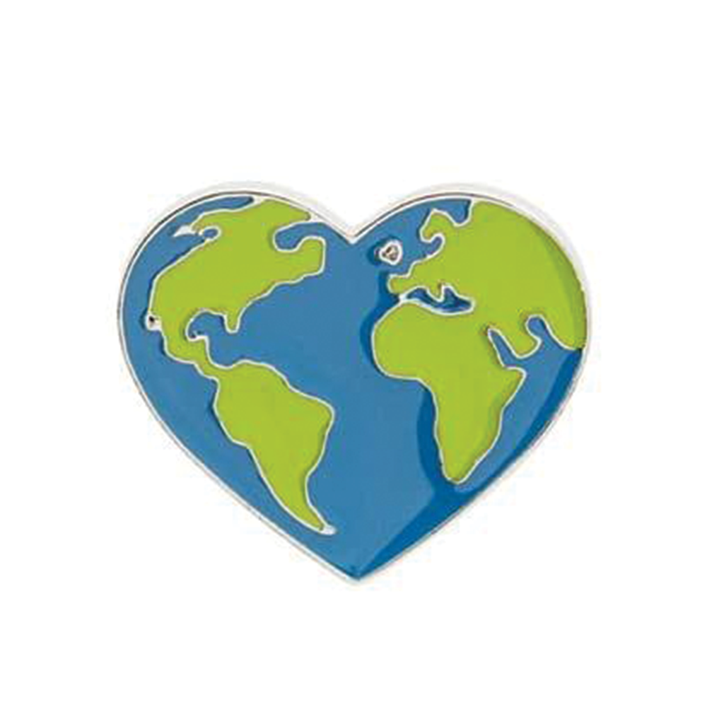 Earth Love Heart Pin Badge Main image