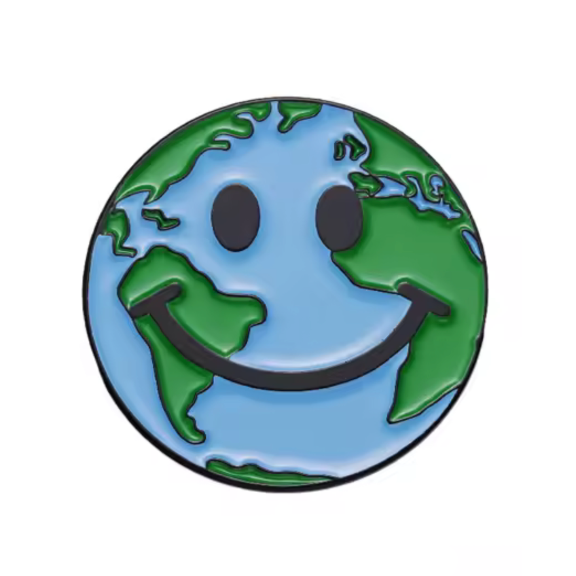 Earth Smile Globe World Map Face Pin Badge Main image