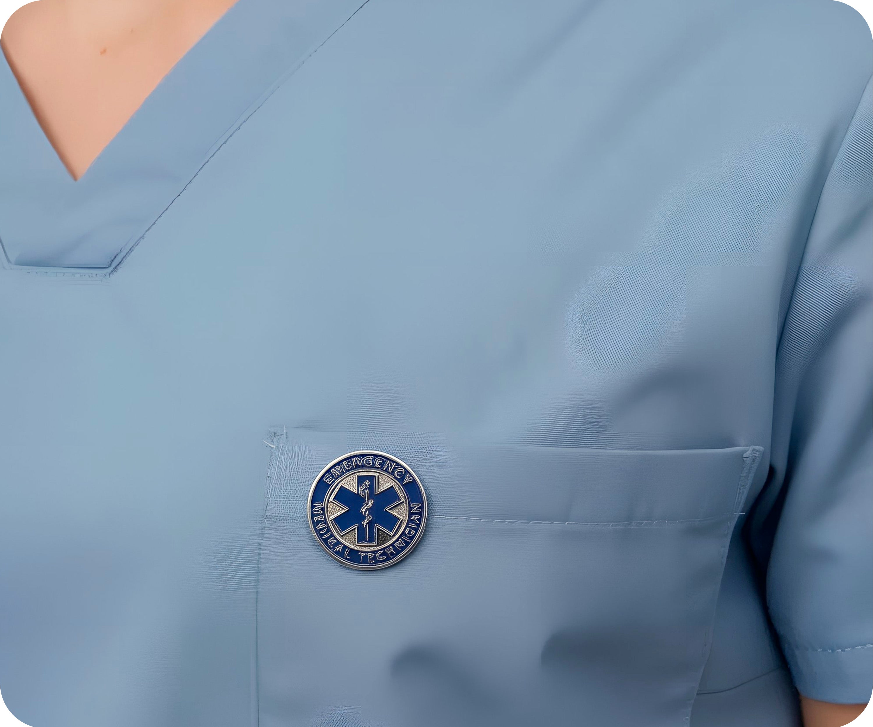Emergency Medical Technician EMT Blue Round Pin Badge