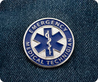 Emergency Medical Technician EMT Blue Round Pin Badge