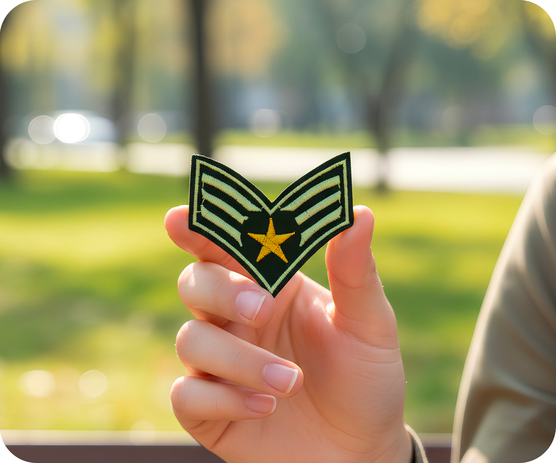 Sergent Rank Star Military Insignia Iron On Patch (6.5 x 5.5cm)