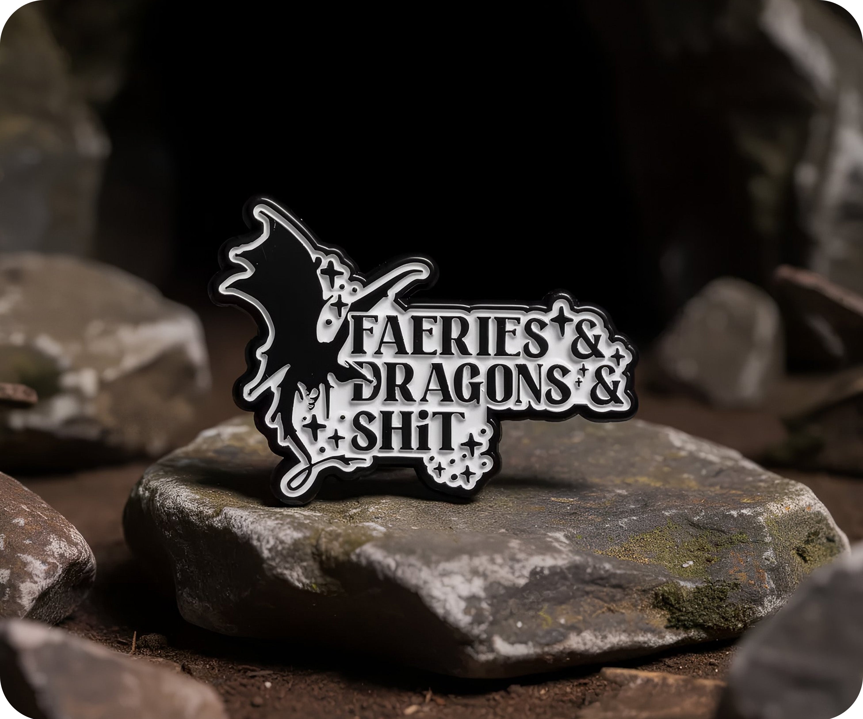 Fairies & Dragons & Shit Gaming Fantasy Pin Badge Secondary image