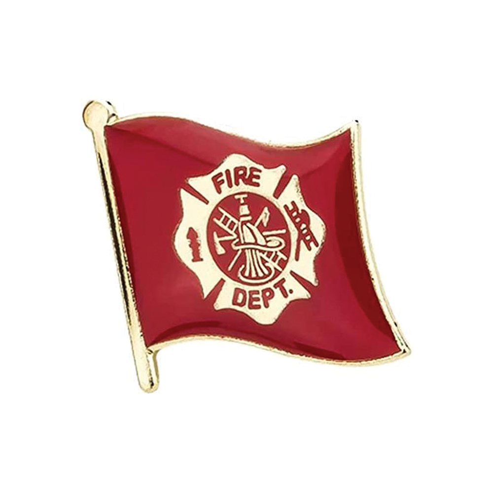 Fire Department USA Flag Pin Badge Main image