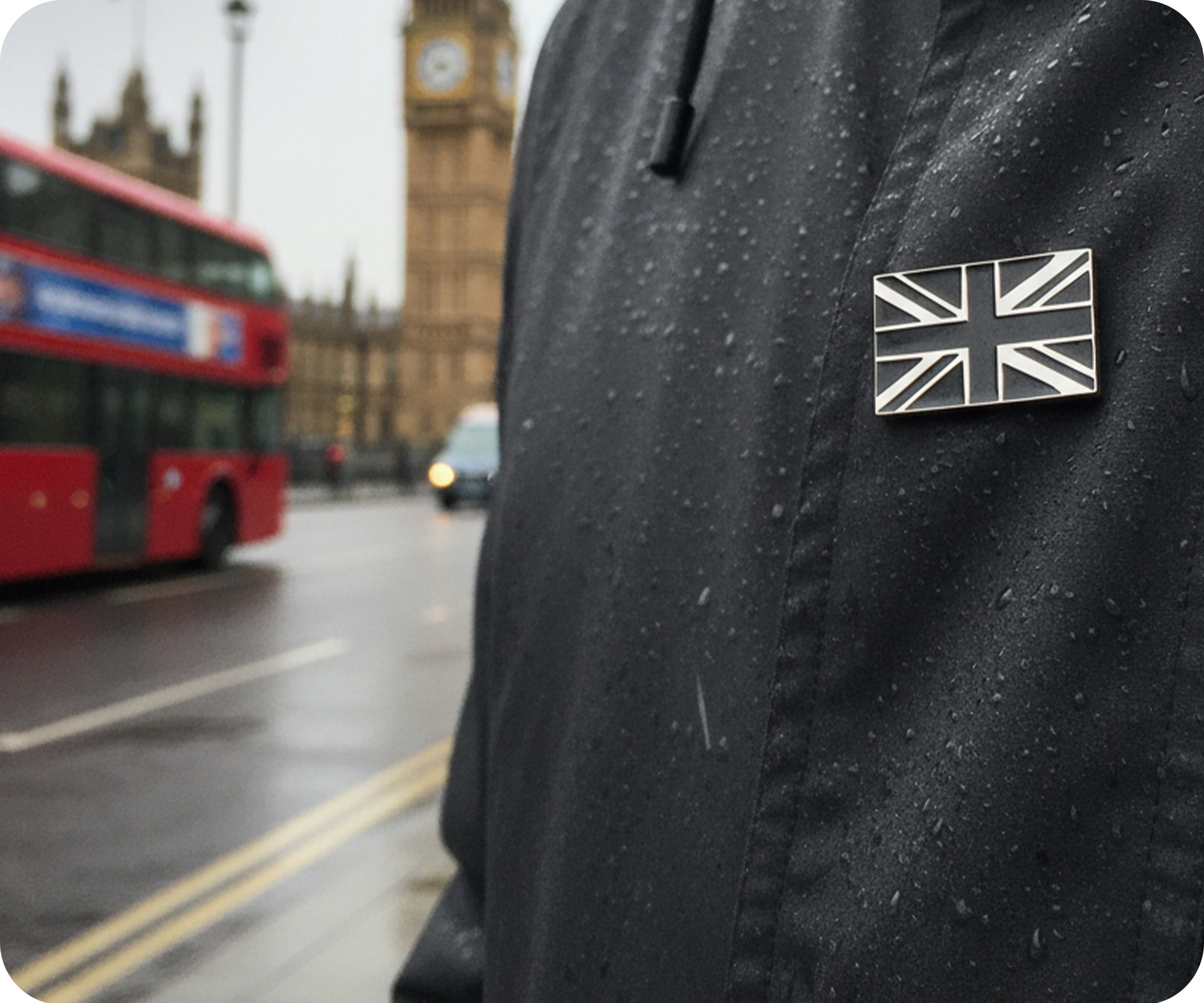 Black United Kingdom Union Jack Rectangle Pin Badge Secondary image